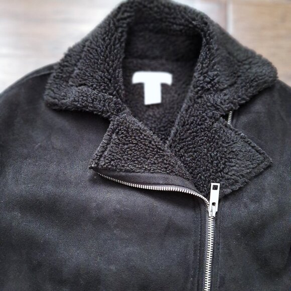 H&M Black Faux Suede Jacket with Sherpa Lining - Picture 4 of 9